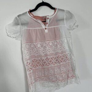 Miss Blumarine Top Girls Women White , Peach Sz 10
